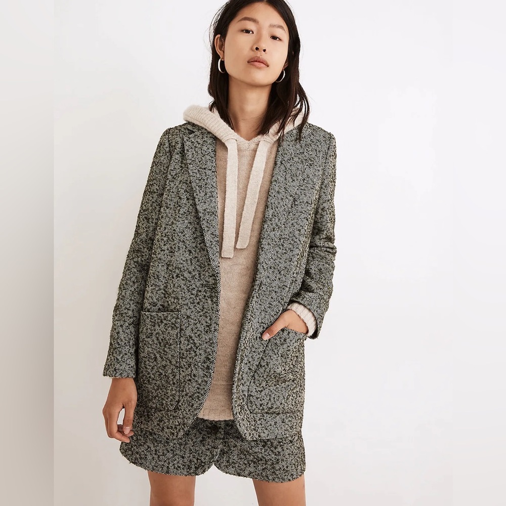 Madewell Larsen Tweed Herringbone Blazer and Skirt